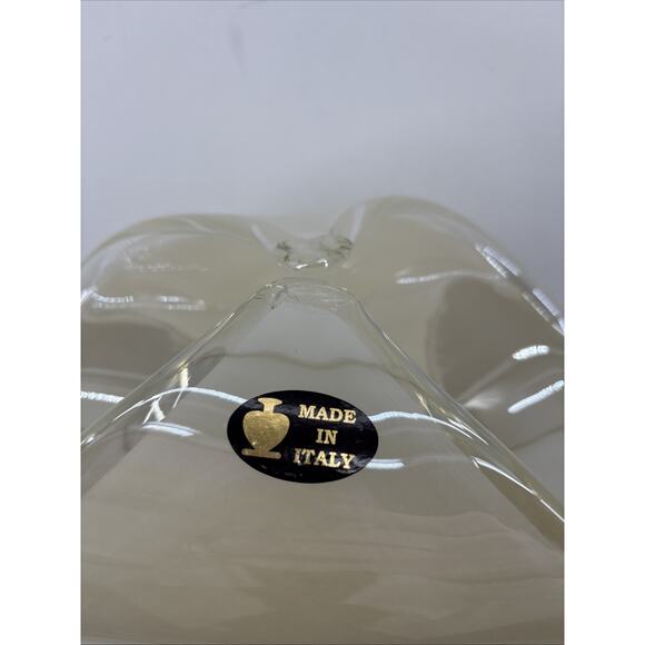 MURANO Art Glass White Ivory Iridescent Crest Edge Folded Bowl Bouquet - Picture 5 of 7